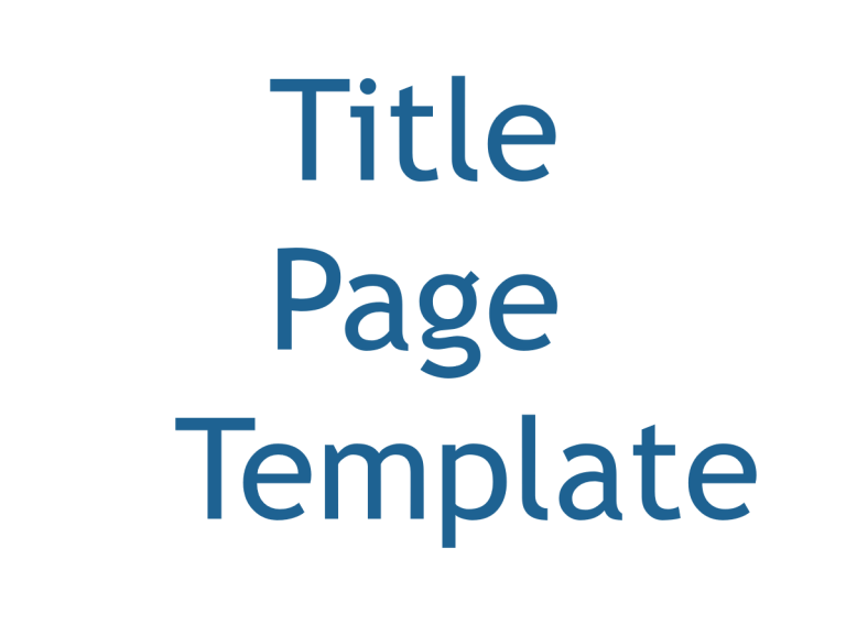 Title Page Template